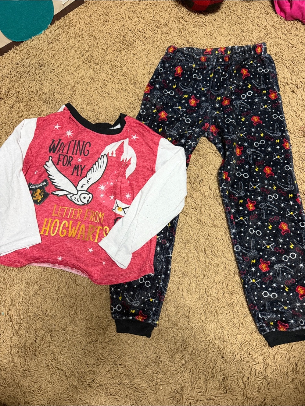 Red & Navy Kids 'Letter From Hogwarts' Pajama Set